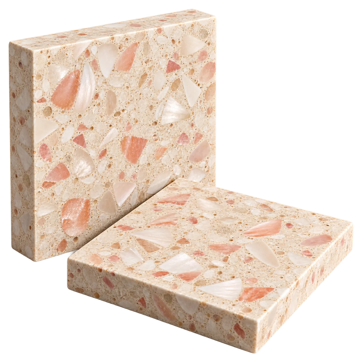 Terrazzo tile material or product cutout