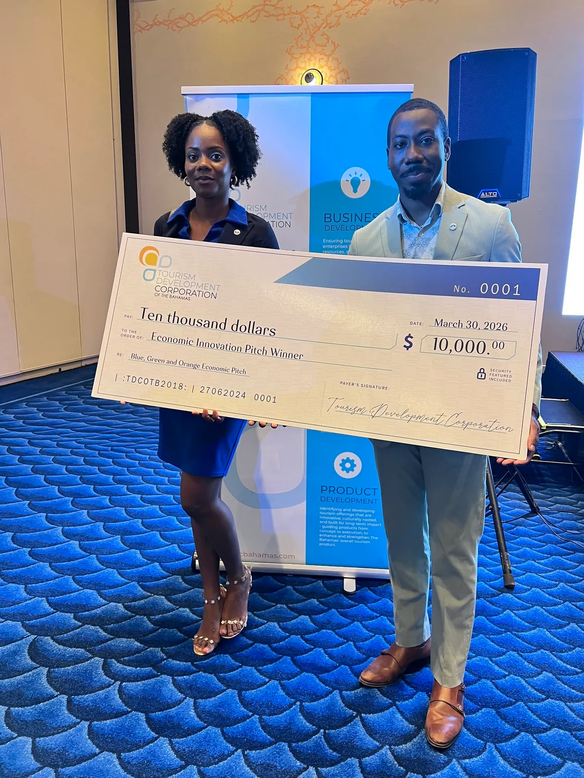 Amar and Alex Pearson at the Tourism Development Corporation award presentation